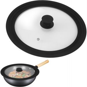 Kalanka-Couvercle Universel, Couvercle Poele En Verre Avec Valve De Sortie Et Bord En Silicone, Durable Et R&eacute;sistant &Agrave; La Chaleur, Pour Casseroles Et Po&ecirc;les De 28/30/32 Cm De Diam&egrave;tre (20-22-24cm) - Neuf