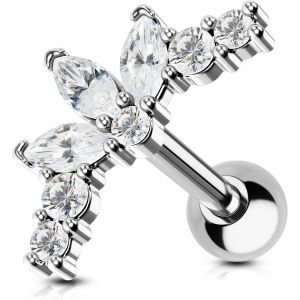 Kal-16g Helix Earring Piercing Conch Ring Studs Cartilage Cz Upper Stainless Steel Top Lower Ear Tragus Jewellery Lobe For Women Girls - Neuf