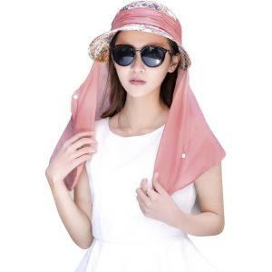 Kal-Chapeau De Soleil Femme Avec Protège Nuque Amovible Casquette Grande Visière Femme Casquette Protection 360°Contre Le Soleil Casquette Anti Uv Pour Plage Randonnée Jardin Camping Pêche - Neuf