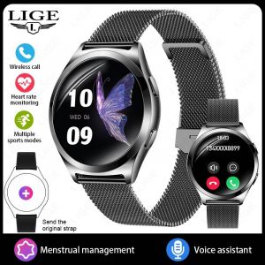 Lige Luxe Plein Écran Tactile Montre Intelligente Femmes Ip68 Étanche Bluetooth Appel Femmes Bracelet Sport Moniteur De Santé Smartwatch.Mesh Belt Black. - Neuf
