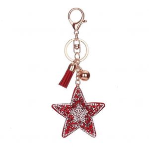 Porte-Cl&eacute;s Anneau Mode Pu Star Mignon Glands Porte-Cl&eacute;s Porte-Cl&eacute;s Sac D&eacute;coration (Rouge) - Neuf