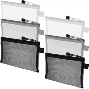 KALANKA-Lot de 6 trousses &agrave; crayons en filet de nylon, 3 couleurs, transparentes, avec fermeture &eacute;clair, sac de rangement minimal pour papeterie et cosm&eacute;tiques - Neuf
