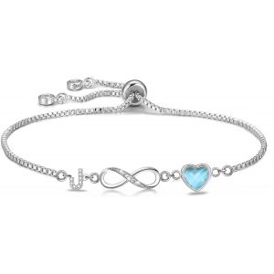 Kalanka-Bracelet Femme Argent 925 Infini Initiales, Bracelet D'amour Femme Réglable Lettres A-Z, Bijoux Femme Cadeaux Noël Femme Anniversaire Fête Des Mères Cadeau Maman - Neuf