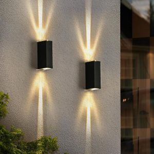 Asfasfq-Applique Murale Led Extérieure Intérieur 6w, Éclairage Mural Led Imperméable Ip65 Blanc Chaud 3000k, Lampe Murale Moderne Up Down Luminaire Pour Escalier Entrée Terrasse Dangle, Noir 2pcs - Neuf