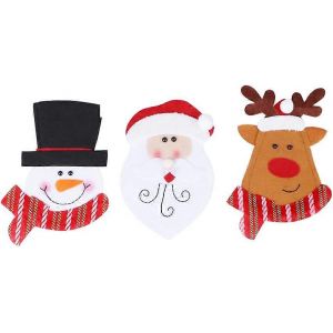 No&euml;l De La Coutellerie Sac De No&euml;l, Arts De La Table De Stockage De Sac De Bonhomme De Neige, Santa Claus Elk Argenterie Titulaire Chapeau De No&euml;l De La Vaisselle(3pcs - Neuf