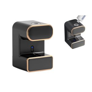 Distributeur automatique de dentifrice avec porte-brosses &agrave; dents - Fixation murale, rechargeable par USB, noir - Neuf