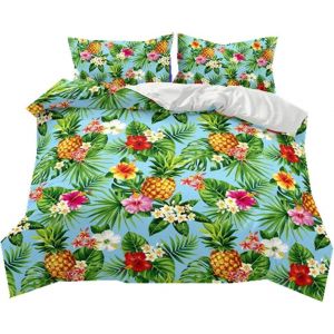 Literie Super King Size X Pi&iquest;&iquest;Ces Feuille De Carthame Vert Fruit De La Plante Tropicale Ananas Housse De Couette Et Taie Rose Fermeture &iquest;&iquest;Cl - Neuf