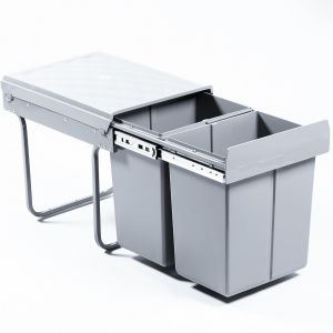 JEXNOVASHOP-Poubelle &agrave; 2 compartiments extensibles | Poubelle de cuisine encastrable 2 x 20 l | Syst&egrave;me de tri s&eacute;lectif des d&eacute;chets | Meuble bas | Syst&egrave;me de tri s&eacute;lectif des d&eacute;chets | 34 x 48 x 41,5 - Neuf