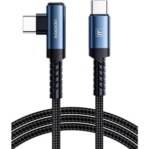 JGD-Cable USB C 60 W 1 M, PD 3.0 C&acirc;ble Type C Charge Rapide Nylon Tress&eacute; 90 Degr&eacute;s pour iPhone 17/iPhone 16 Pro Max, Samsung Galaxy S24 S23 S22 Note 20, MacBook, Pixel (Bleu) - Neuf