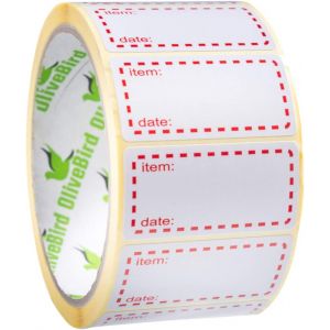 500 étiquettes autocollantes congelables en rouleau, étiquettes de date blanches et rouges pour aliments - Neuf