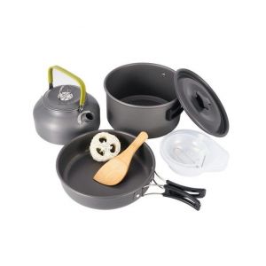 Batterie De Cuisine De Camping Portable 10 Pièces - Casseroles, Poêles Et Bouilloire En Aluminium Léger Pour La Cuisine En Plein Air Et Les Aventures De Randonnée - Neuf