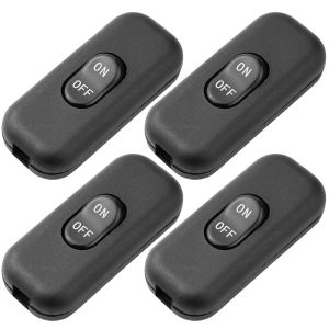 Lot de 4 interrupteurs à bascule en ligne-6 A-250 V-Pour câbles d'alimentation à 2 et 3 fils-Compatible avec tous les types de lampes électriques-Noir - Neuf