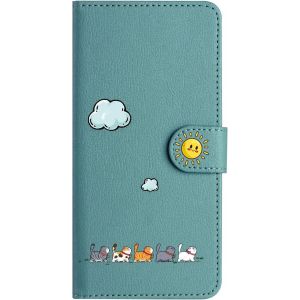 KAL-Housse Telephone Portable Pour Samsung Galaxy A23 4G(6.6") Protection Porte Carte Aimantée Portefeuille Pochette Pour Samsung Galaxy A23 4G(6.6") Clapet Cordon Aimantée Rabat Chat Vert - Neuf