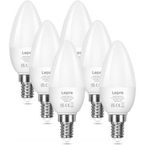 Ampoule Led E14, 4.2w Équivalent 40w, 470lm Blanc Chaud 2700k, Forme Bougie C37 À Angle De Faisceau 250°, Ac 220-240v, Non Dimmable, Lot De 6 - Neuf
