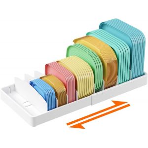 Eryi-Range Couvercle Avec 8 Séparateurs Réglables, Plastique Egoutoire Vaisselle Cuisine, Porte Couvercle Rangement Et Organisation De Cuisine, Rangement Amenagement Placard Cuisine, Blanc - Neuf