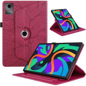 KAL-Coque Tablette Lenovo Tab M11 11 Pouces 2024 Coque Pu Cuir 360&deg;Rotatif Multi-Angle Stand Flip Protection Housse Pour Lenovo Tab M11 &Eacute;tuis Rotating Cover, Rouge - Neuf