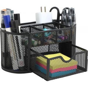 JEXNOVASHOP-Organisateur de bureau avec tiroir &iquest; Mod&egrave;le noir avec tiroir et pot &agrave; crayons, id&eacute;al pour rangement bureau organisateur, offrant un espace optimis&eacute; et ordonn&eacute;. - Neuf