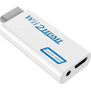Adaptateur Wii Vers Hdmi,1080p Convertisseur Avec Port Hdmi Et Sortie Audio 3,5 Mm Pour Écran Wii,Prend En Charge Tous Les Modes D'affichage (Wii Ntsc 480i,480p,576i Pal) (White) - Neuf