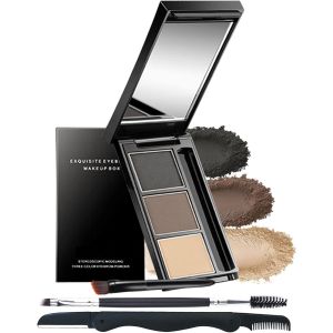 KALANKA-Palette &agrave; sourcils Poudre Waterproof- &Agrave; Sourcils Longue Tenue Maquillage Sourcil Poudre 3 IN 1 Palette &Agrave; Sourcils, R&eacute;sultat Naturel Facile &agrave; colorer, Avec Pinceau, Rasoir &agrave; sourcils Et Miroir - Neuf