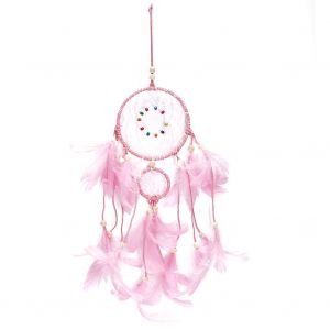 Hjlian Guirlande Lumineuse Attrape-Reves Etanche 20 Led, Fil De Cuivre Flexible Avec Plumes, 2 M (Rose) - Neuf