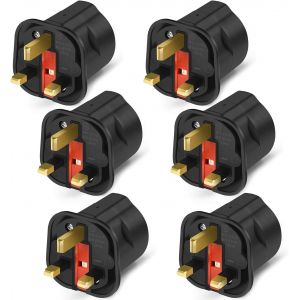 ERYI-Adaptateur Prise Anglaise, [Lot De 6] Adaptateur Voyage France/Europe Ver Uk, Adaptateur Prise Anglaise Universel De Secteur Angleterre Uk, Convertisseur Adapteur Europe 2 Broches Ver Uk- Noir - Neuf