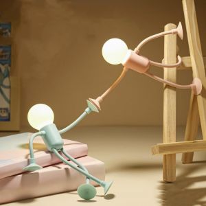 BNHGC-Lot de 4 veilleuses de sport amusantes avec ventouse, lampe amusante mini lampe de nuit à faire soi-même pour enfants, veilleuse drôle de forme modifiable, lampe de nuit créative de dessin anim - Neuf
