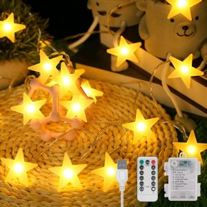 TRAHOO-Guirlande Lumineuse &Eacute;toile, 5M 30LED 8 Modes Guirlande Lumineuse a Pile/USB, &Eacute;tanche IP65, Id&eacute;al pour No&euml;l Halloween D&eacute;coration de Salle de Mariage F&ecirc;te de Jardin - Neuf