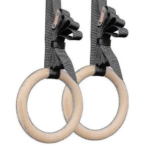Anneaux De Gymnastique En Bois Avec Sangles Réglables - Anneaux De Fitness Durables Pour La Musculation Et Le Renforcement Musculaire De Tout Le Corps - Neuf