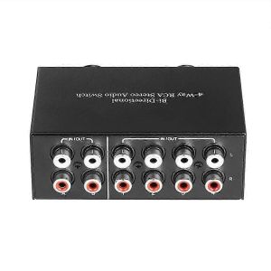 Commutateur audio RCA bidirectionnel 4 voies S&eacute;lecteur de canal st&eacute;r&eacute;o L/R 2x4/4x2 - Neuf