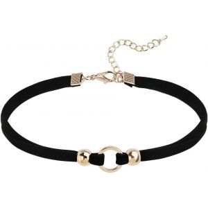 Kales-Collier Choker,Ras De Cou Femme Or Noir Perle Ronde Velours Vintage Punk Gothique Bijoux Fille Chaîne Réglable 31.4+6.3cm - Neuf