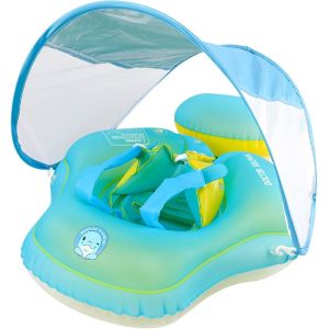 Bouée de natation pour bébé avec pare-soleil amovible UPF50+, aide à la natation pour la piscine, flottant, siège de sécurité réglable, pour enfant de 6 à 36 mois - Neuf