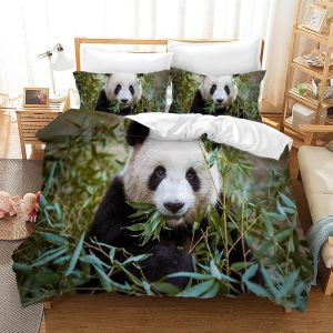 Housse De Couette Panda 220×240cm,Parure De Lit Panda 3d,Ensemble De Literie Panda (Avec Fermeture À Glissière)+ 2 Taies D'oreiller 50x75cm(P3) - Neuf