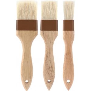 Loranka-Lot De 3 Pinceaux &Agrave; P&acirc;tisserie &Agrave; Poils Larges Avec Poign&eacute;es En Bois Dur - Pinceau &Agrave; Huile Culinaire - Pour Cuisson Au Gril, Cuisine, Cuisine (2,5 Cm, 3,8 Cm, 5,1 Cm) - Neuf