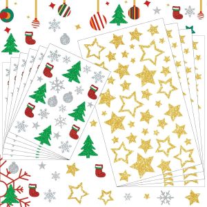 Trahoo-320 Pièces Autocollants Paillettes Noël, Stickers Scrapbooking, Gommettes Dorées, Calendrier De L'avent Filler, Décoration Pour Cadeau (Or) - Neuf