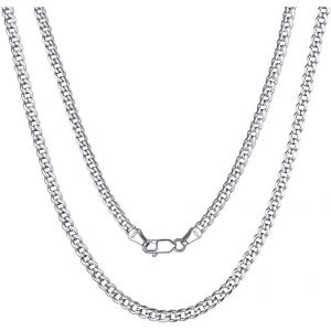 Cha&icirc;ne Argent Homme 45/50 /55/60 /65/70 Cm Chaine Maille Figaro/Cubaine Miami Plaqu&eacute; Rhodi&eacute;/Or 18k Largeur 3 Mm/5 Mm Bijoux Collier Chaine Argent 925 Pour Homme Femme Gar&ccedil;ons - Neuf