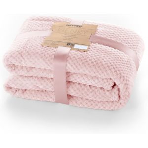 Sjzg-Couette En Microfibre Couverture Polaire Plaid Couvre-Lit Polaire Doux De Style Scandinave Henry, Microfibre Rose Poudr&eacute; 150x200 Cm - Neuf
