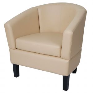 Fauteuil lounge HWC-O17, fauteuil club, fauteuil cocktail, certifi&eacute; MVG, similicuircr&egrave;me - Neuf