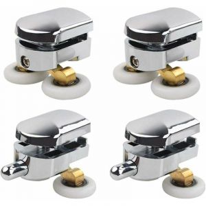 Rodillo Para Mampara De Ducha, 4 Piezas, Rodillos Dobles Para Mampara De Ducha, Repuesto De Rueda Corrediza Para Mampara De Ducha Con Orificio De Vidrio De 14 Mm. - Neuf