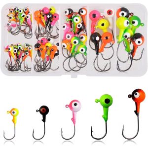 Lead Heads Hooks Jig Set 60pcs Fishing Hook Kit For Soft Lures For Freshwater And Saltwater Fishing Equipment Kit - Neuf