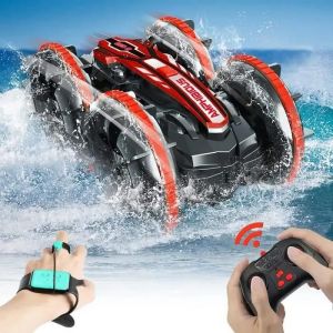 Voiture Tlcommande 4WD,Jouet Enfants RC Voiture Rotation 360,Amphibie Rechargeable Stunt Car,2.4GHz Deux Tlcommande,Cadeaux - Neuf