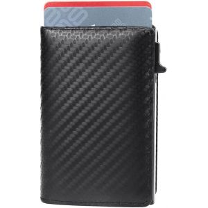 Bougpeng &Eacute;tui Pour Cartes De Cr&eacute;dit Avec Protection Rfid,Anti-Magn&eacute;tique Pour Hommes En Cuir Pu Mince Pour Hommes Et Femmes (Noir) - Neuf