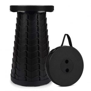 Portable Tabouret Pliant R&eacute;glable L&eacute;ger T&eacute;lescopique Tabouret De Camping Pour La Randonn&eacute;e, Jardin, P&ecirc;che, Voyages, Noir - Neuf
