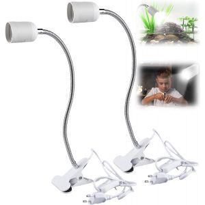 Kalanka-Lot De 2 Lampes &Agrave; Pince : Douille Led E27, Lampe &Agrave; Pince Avec Col De Cygne Et Interrupteur, Lampe &Agrave; Pince R&eacute;glable &Agrave; 360 &deg; Col De Cygne Flexible Pour La Lecture Int&eacute;rieure, Lecture De Nuit Au - Neuf