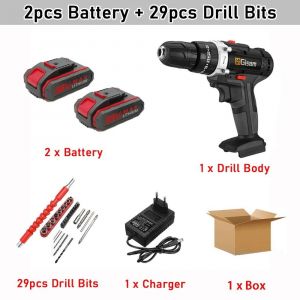 Gismis 88VF perceuse à percussion électrique tournevis électrique sans fil perceuse batterie au Lithium Rechargeable 2 vitesses outils électriques ménagers-Boîte en carton de type 1 - Neuf