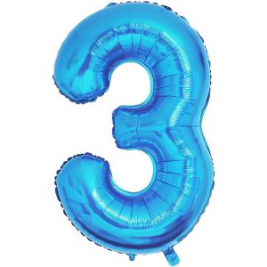 40 Pouces Foil Ballon Chiffre 3 Bleu (101cm),Gonflable Hélium ou Air,Géant Numéro 0-9,10-29,30-100,Grand Ballons pour Mariage,Décoration de Fête d'anniversaire - Neuf