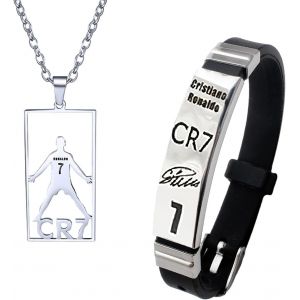 Trahoo-2 Pièces Football Collier Bracelet Set, Set Cr7 Colliers & Bracelets Football, No.7 Football Collier Bracelet, No.7 Football Colier Bracelt Cadeaux Pour Les Fans De Footbal - Neuf