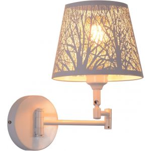 E27 Blanc Chevet Lampe Métal Applique À Bras Pivotant Luminaire Mural À Bras Articulé Industrielle Vintage Métal Appliques Murales Ancienne Rustique Rétro (No Bulb) - Neuf