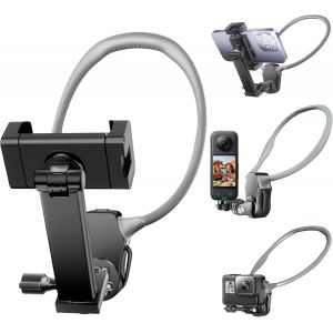 LORANKA-POV/Vlog Support de Cou pour T&eacute;l&eacute;phone avec Clip T&eacute;l&eacute;phonique,Support Selfie pour T&eacute;l&eacute;phone de Cou avec Ceinture de Poitrine pour Magsafe,Porte-t&eacute;l&eacute;phone de Cou pour iPhone 15 14 13 Pro 12 Ma - Neuf