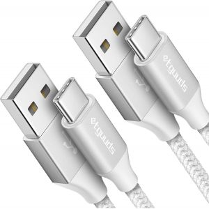 THEF-Câble USB C Blanc [1,8M Lot de 2], Cable USB C 3A Charge Rapide Nylon Cable Chargeur USBC Compatible avec iPhone 15 Pro Max Samsung Galaxy S23 S22 S21 S20 S10 S9 A20 A50 - Neuf