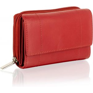 CAUC-Porte-Monnaie pour Femme, Petit Porte-Monnaie protégé par RFID en Cuir véritable avec Poches zippées pour pièces et Cartes - Neuf